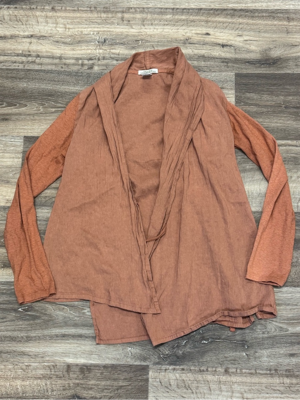 Prairie Underground Hemp Draped Clay Open Front Cardigan Women’s Small